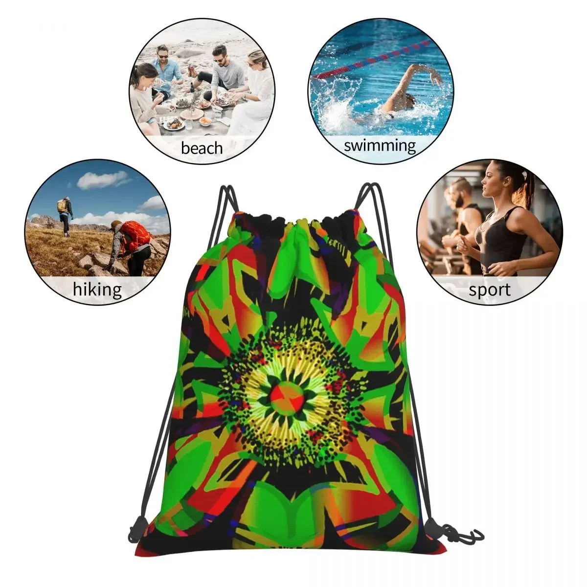 Рюкзак с цветочным принтом на шнурке карманами