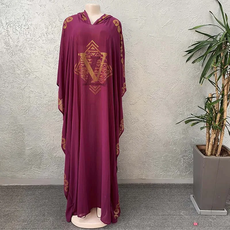Women Muslim Dresses Chiffon Pakistani Hoodie Diamond Kaftan Robe Islamic Longue Hijab Dress New Arabe Jilbab Musulmane Clothing