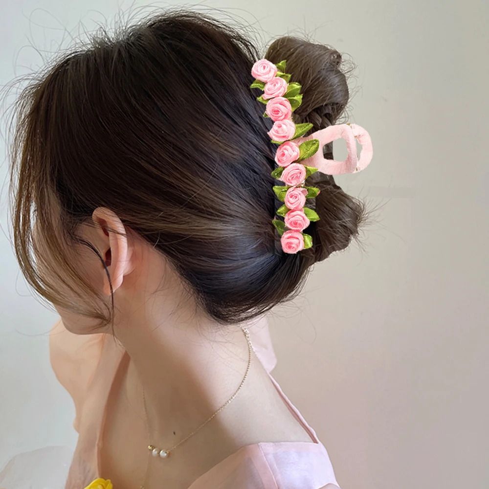 

Fashion Women Hair Crab Hairpins Beach Vacation Hair Clips Flower Large Hair Claw Hairpin Styling Tools Women Girls Accessories