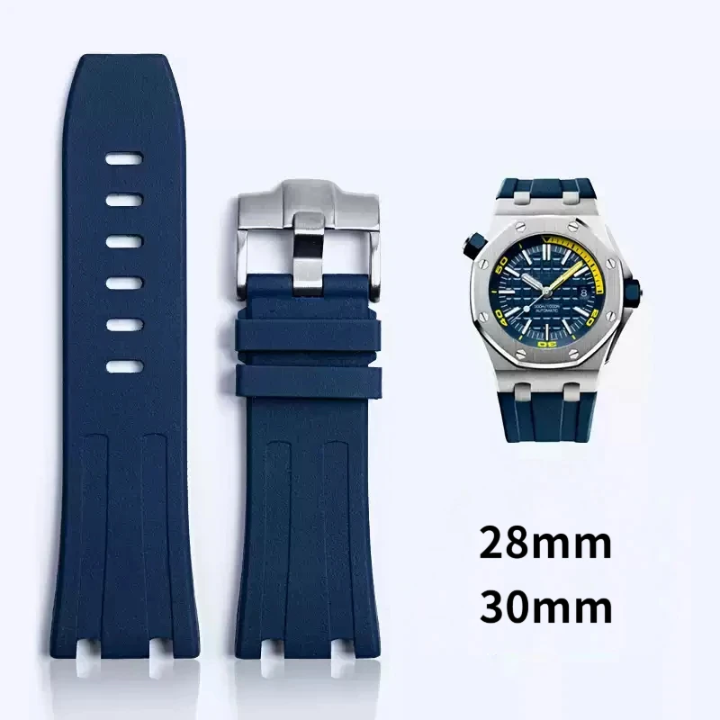 Фото Ремешок для часов Audemars and Piguet Royal Oak, оригинальный AP 15710 26470, силиконовый резиновый спортивный ремешок для часов, аксессуар 28 мм 30 мм №1