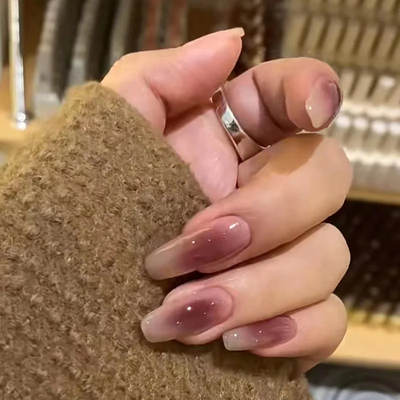

Love Bow Wear Nail French Blush Gold Edge Nail Art Nail Piece Pink Transparent Show White Fake Nail Stickers Nails Press On Nail