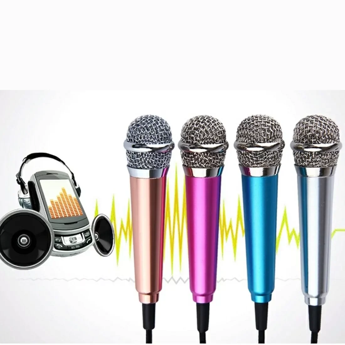 

Mic KTV Karaoke Mini Microphone For Cell Phone Portable 3.5mm Stereo Studio Laptop PC Desktop 5.5cm*1.8cm Small Size-30