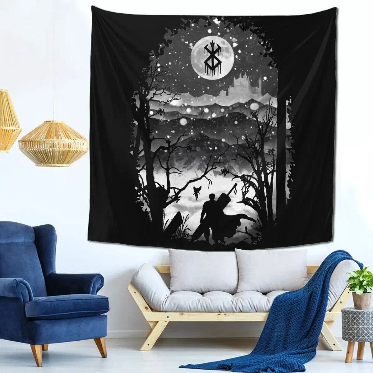 

Berserk Guts Manga Tapestry Wall Hanging Printed Polyester Anime Cool Wall Tapestry Home Decor Wall Decor 95x73cm