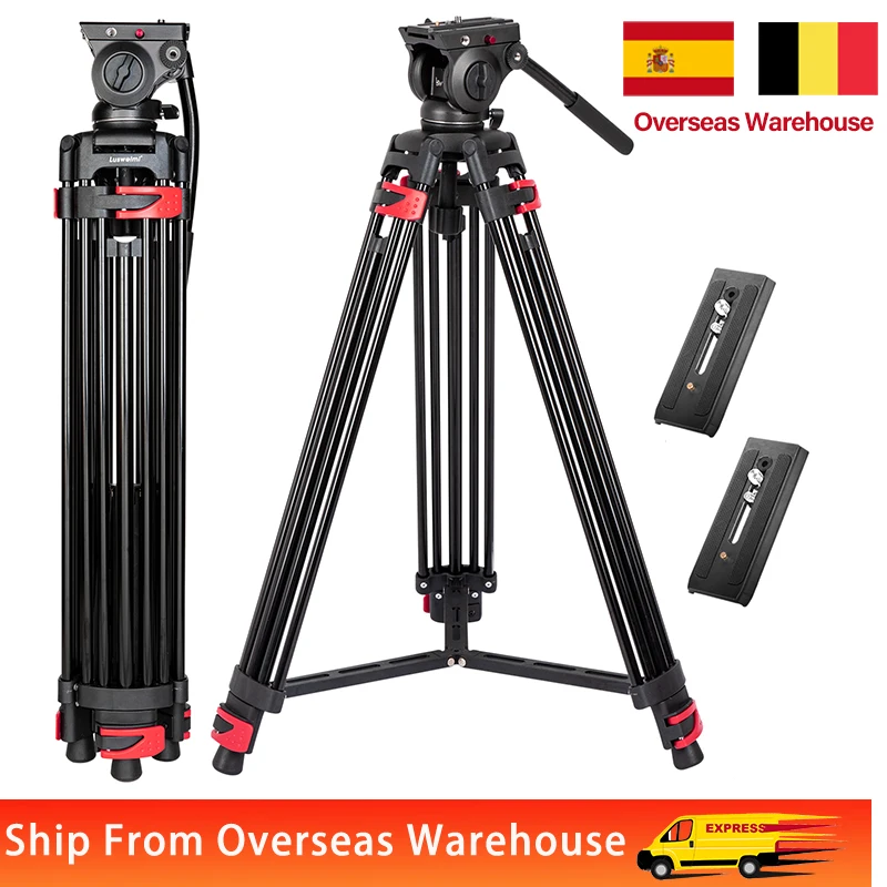 

180CM Aluminum Alloy Video Camera Tripod with Fluid Head, Heavy Duty Tripod For Video/Photography/Canon/Nikon/DSLR/Camcorder