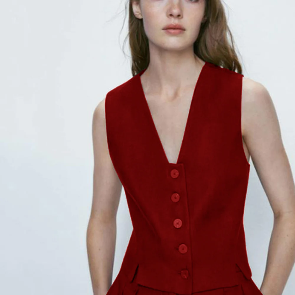 Однобортный женский жилет для работы летняя полярная безрукавка с квадратным