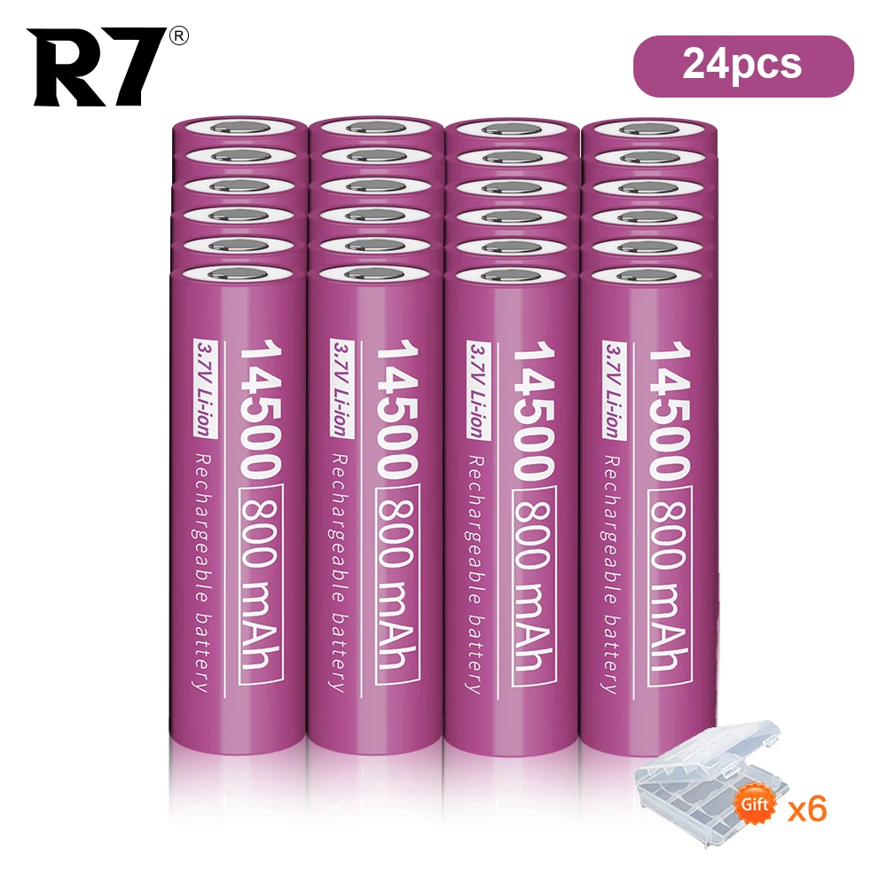 

24pcs 3.7V 800mah AA 14500 li ion lithium rechargeable 14500 battery for Radios Flashlights