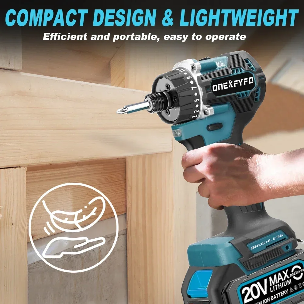 Бесщеточная электрическая отвертка с крутящим моментом 20 + 1 1/4 дюйма