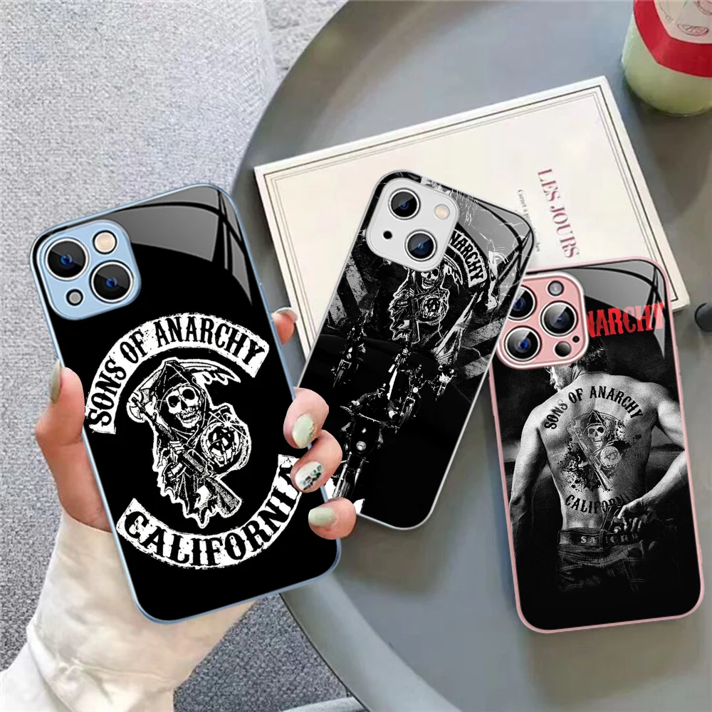 Чехол для телефона S-Sons of A-Anarchy TV из закаленного стекла iphone 14 13 12 11 Pro Mini XS MAX 14Plus X XR