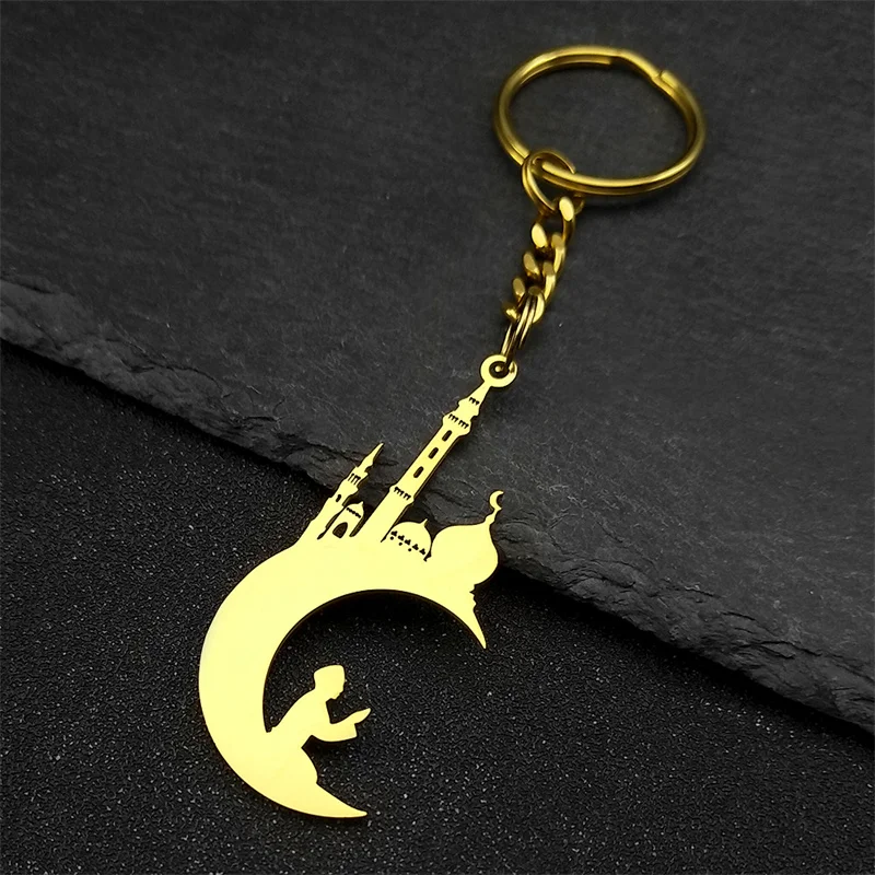 Мусульманские молитвенные брелоки с луной для женщин и мужчин нержавеющая сталь