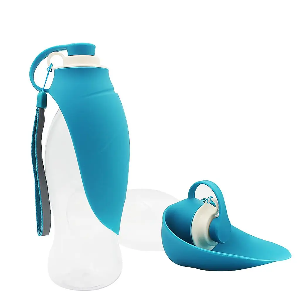 

580ml Portable Pet Feeder Drinking Bowl Dispenser Water Bottle Outdoor Pet Water Container Silicone Plastic Pet Water Bottle