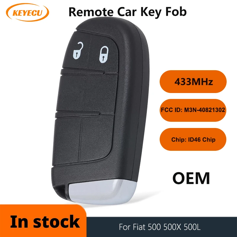 

KEYECU OEM Genuine Parts Keyless Remote Fob 2 Buttons Smart Proximity Key 433MHz ID46 Chip for Fiat Ottimo 500L FREEMONT 11-16