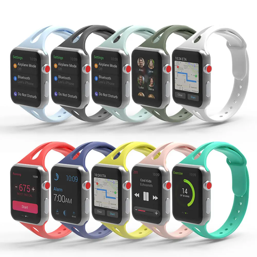 

Slim strap for Apple watch band 40mm 44mm 38mm 42mm Silicone Smartwatch watchband correa bracelet iWatch 3 4 5 se 6 7 band