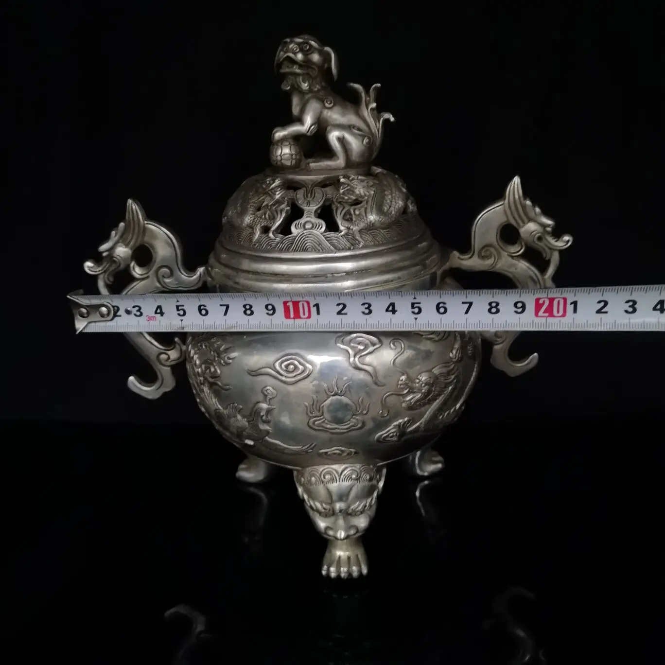 Бронзовый антиквариат белый медный Дракон и Феникс курильница коллекция поделок