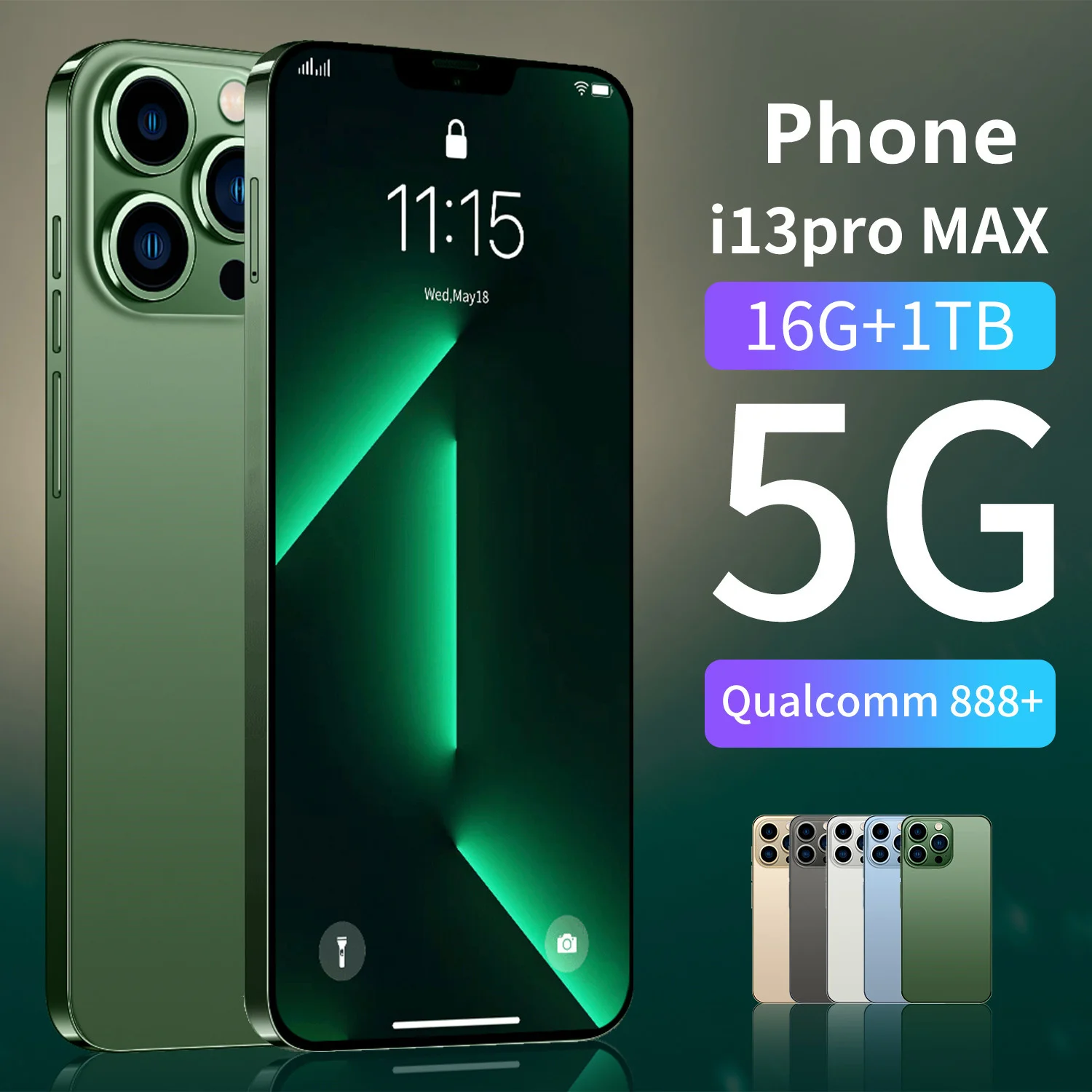 Smartphone I13 Pro Max, versione globale, sblocco di rete da 2022 pollici, 16 GB + 6.7 GB, 48 + 64 MP, 512 MAH, 4G/5G, Android 11,