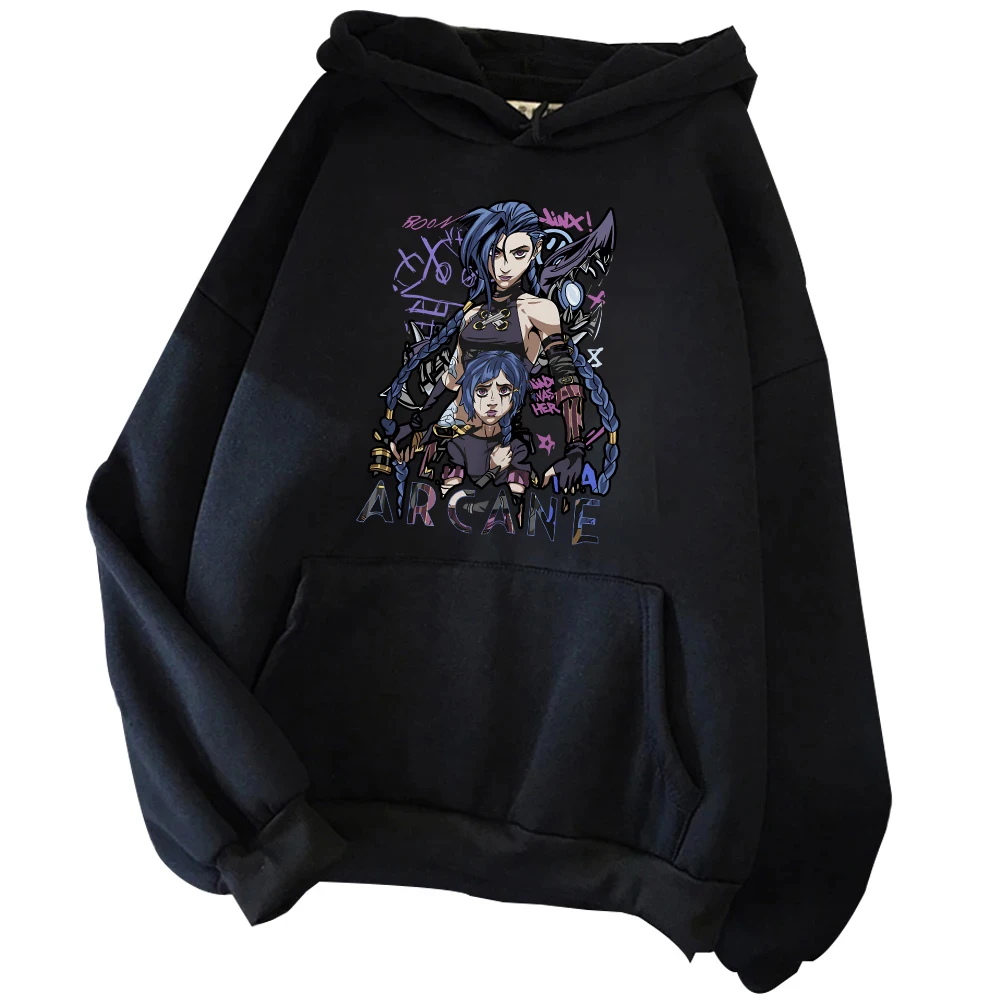 Arcane-Jinx Толстовка Мужская уличная одежда большого размера толстовка с капюшоном