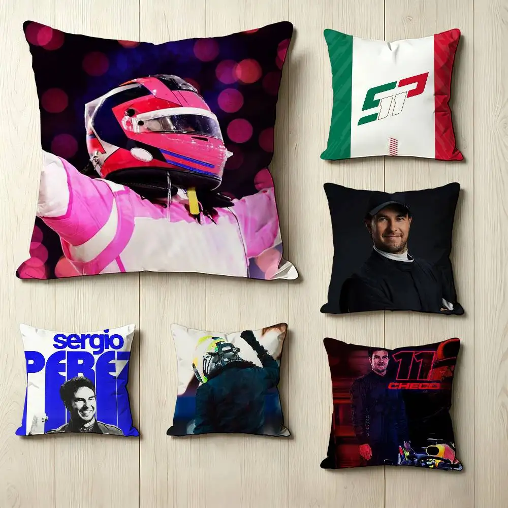 Фото Наволочка с двусторонним принтом Racing driver C-Checo 11 S-Sergio P-Perez, квадратная, для спальни, прикроватная, для дивана, чехол для подушки №1