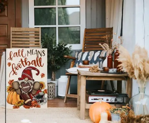 Садовые флаги Gnome 12x18 дюймов двусторонние средства падения Football Small Seasona...