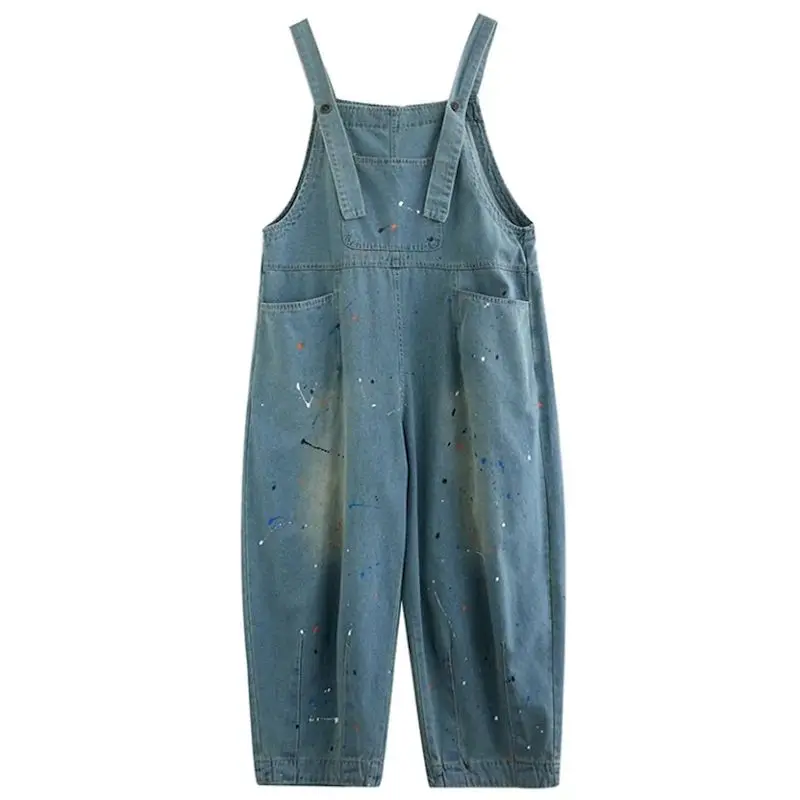 Джинсовые комбинезоны для женщин корейский стиль комбинезон с принтом Харадзюку