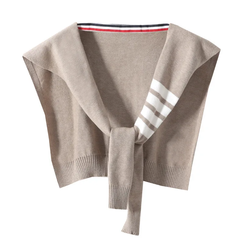 LDZWSM полосатая вязаная шаль весенняя и осенняя женская накидка с перекрестной