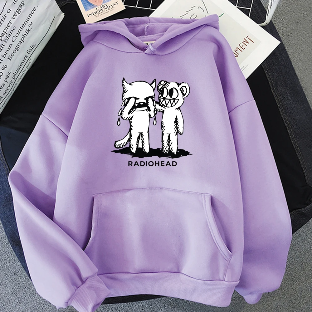 Radiohead Sweatshirt Men and Women Rock Boy Retro Printed Hoodie Loose Japan Station Male Tops Indie Fans Band Music Sweatshirts