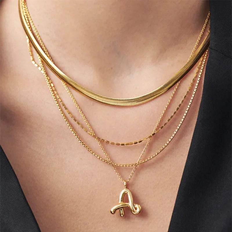

New ins Vintage Brass 26 Letters Necklace For Women Girls Curly Melt Initial A-Z Letters Pendant Necklaces Fashion Jewelry Gift