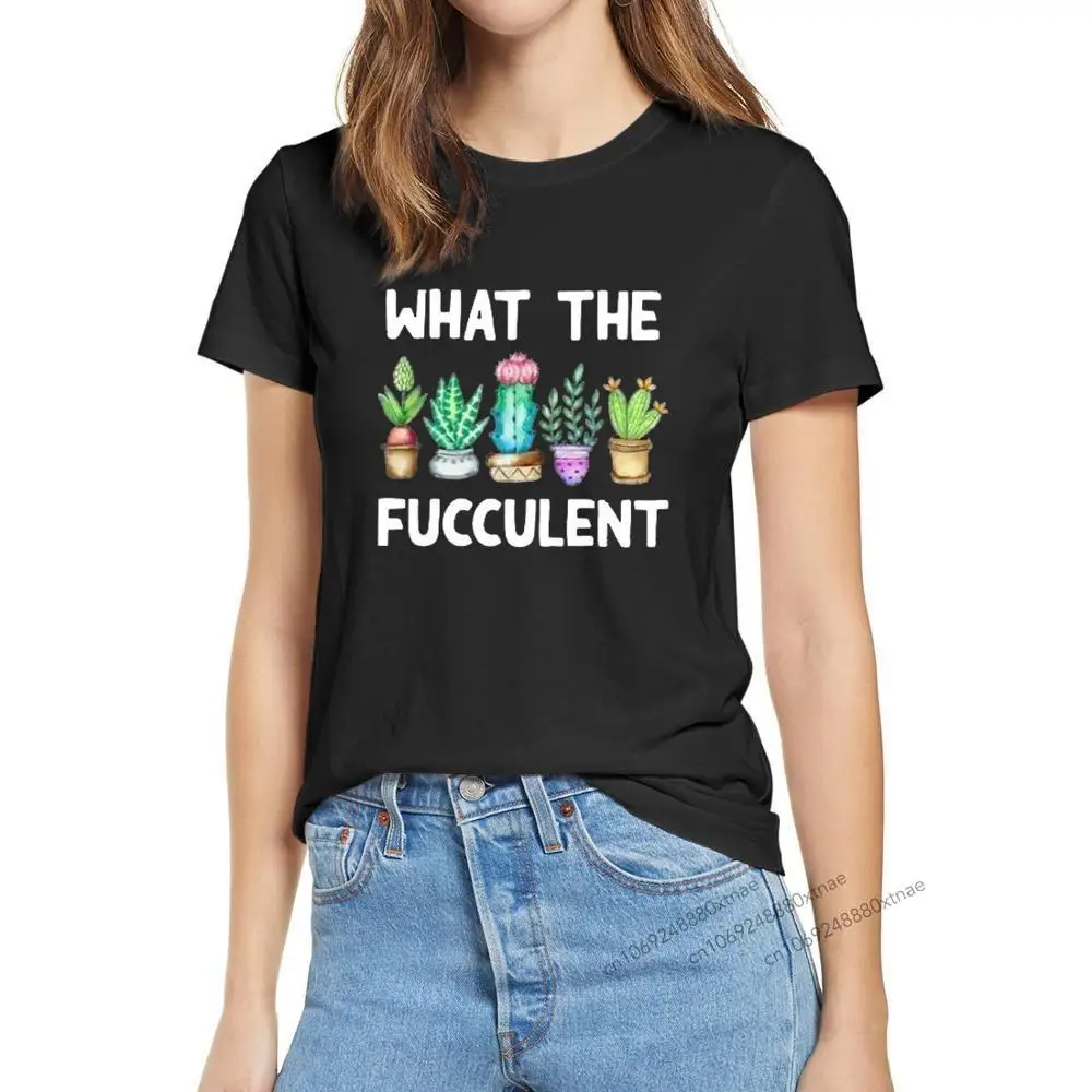 

100% cotton 2020 fashion summer t shirts What The Fucculent Cactus Succulent Plant Women T shirt soft tee Garden Lover Retro