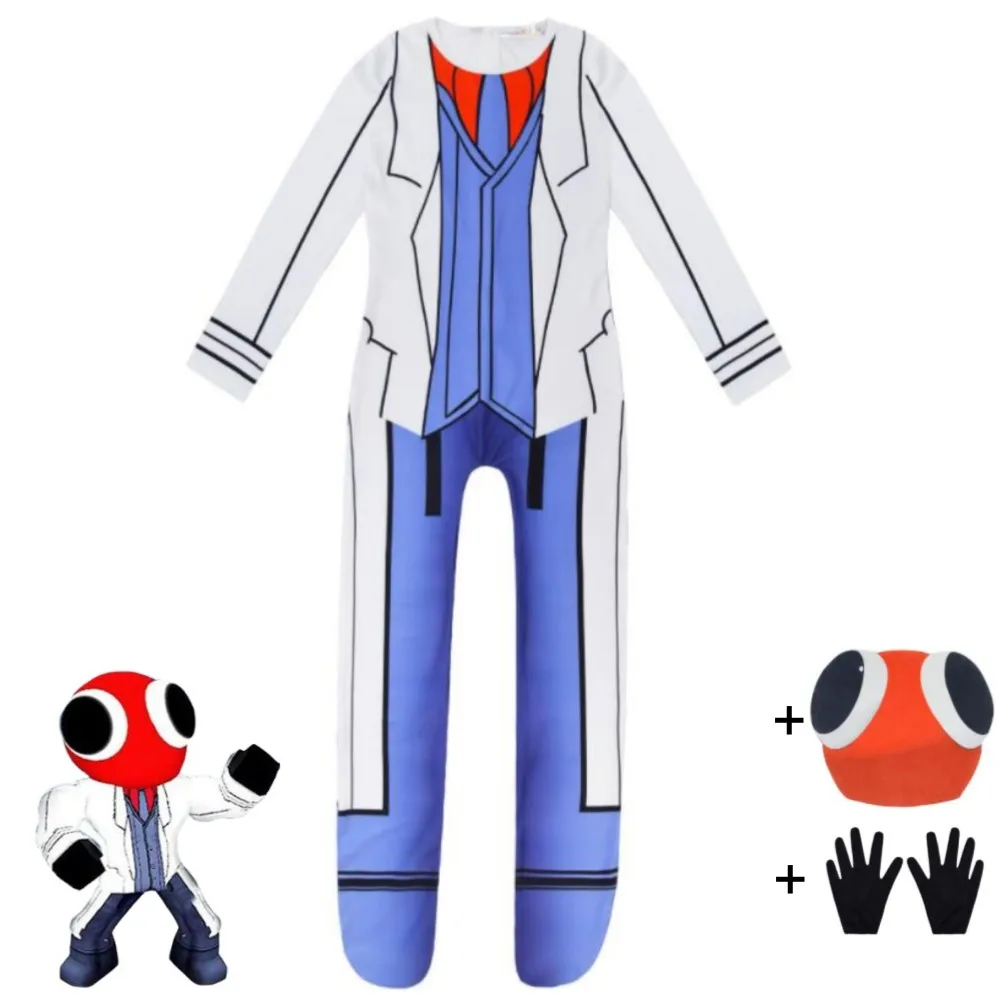 

Game Rainbow Friends Red Guy Cosplay Costume Anime Jumpsuit Actor'S Headgear Child Outfit Hallowen Carnival Party Bodysuit Suit