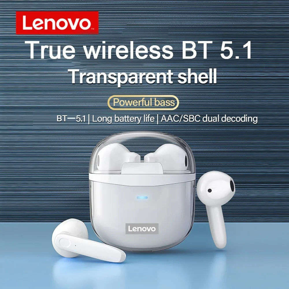 

Беспроводная гарнитура Lenovo XT96 TWS с Bluetooth 5,1, Спортивная гарнитура с прозрачным корпусом, бинауральная игровая гарнитура для смартфонов