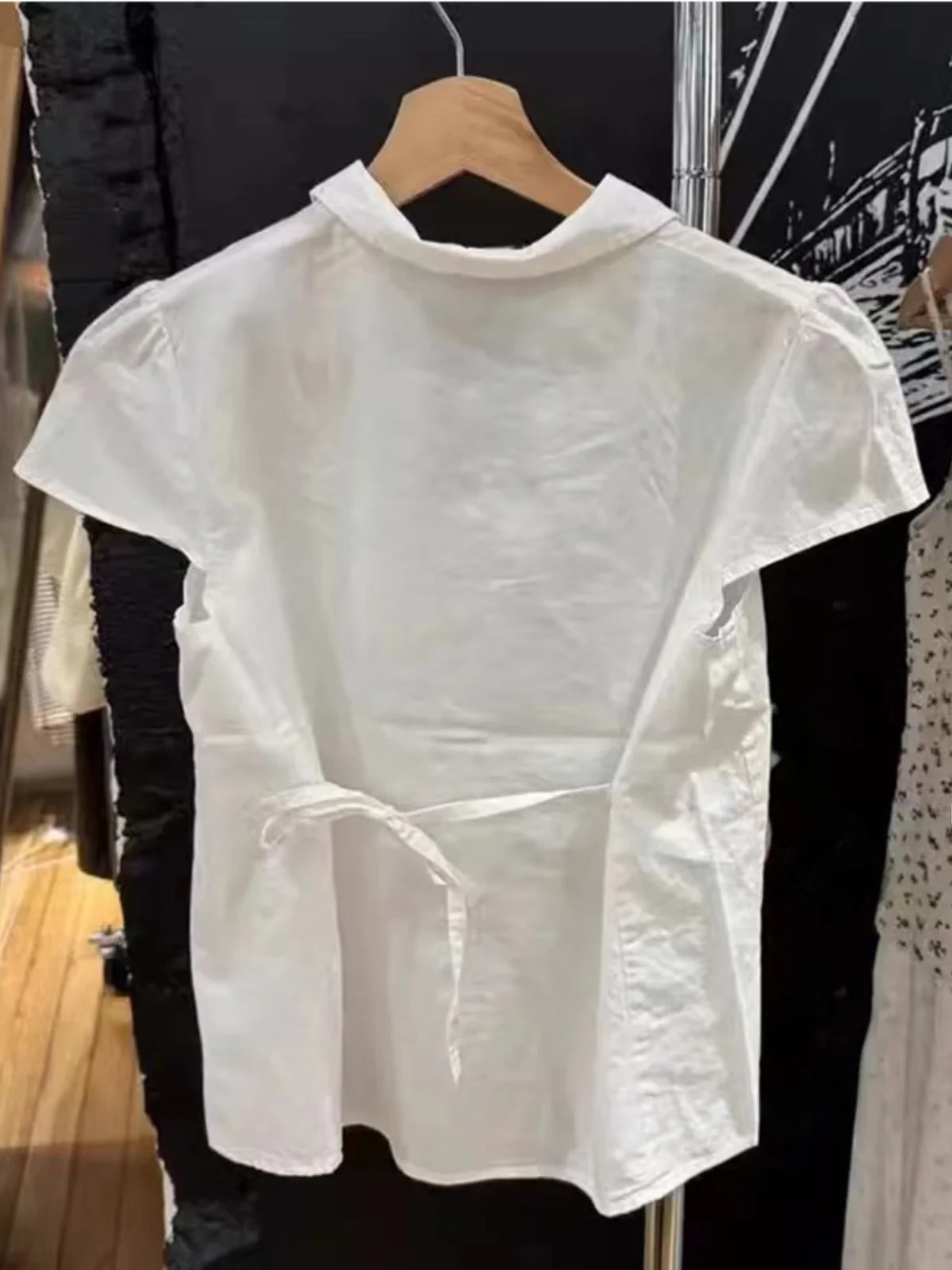 OOTD BM Женская одежда Новые рубашки из чистого хлопка с короткими рукавами и