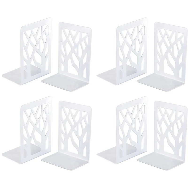 

Bookends,Book Ends For Shelves,Book Ends For Heavy Books,Book Shelf Holder Home Decorative,Metal Bookends White 4 Pair