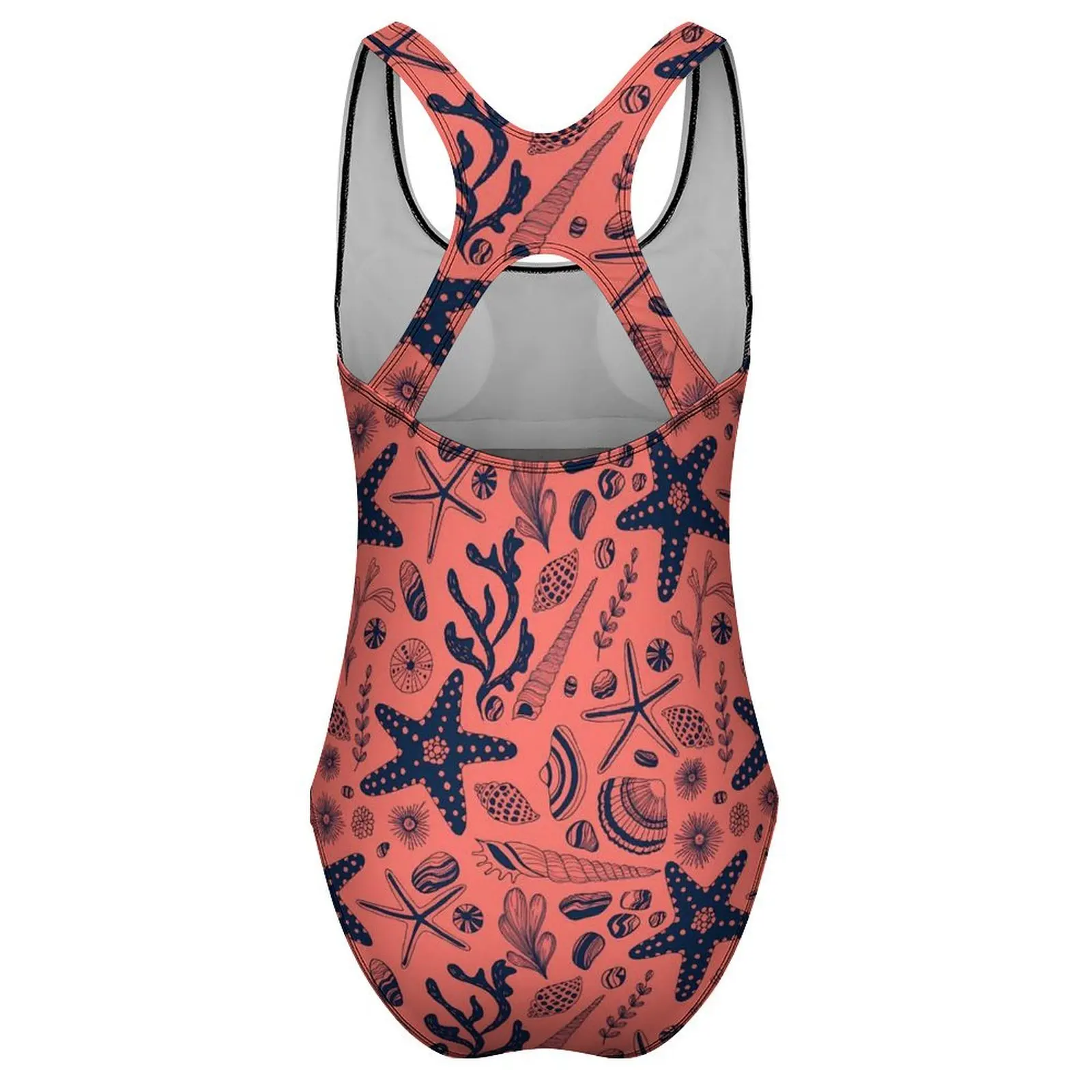 Купальник с морскими ракушками живой коралловый купальник цельный спортивный