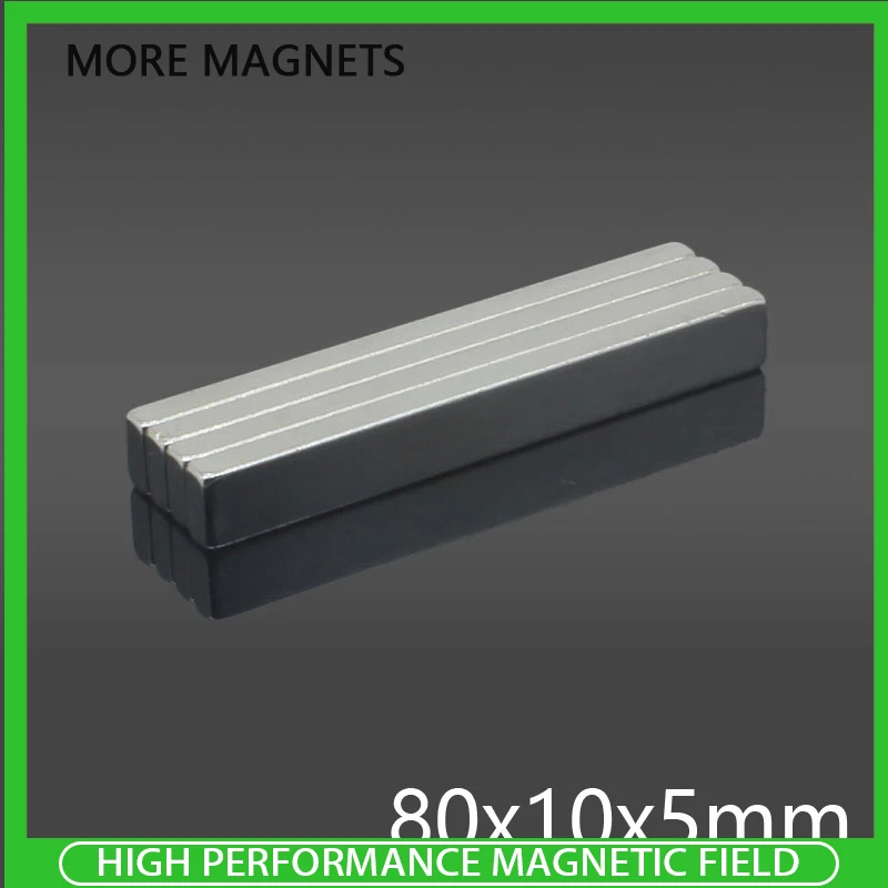 

2~15PCS 80x10x5mm Super Strip N35 Big sheet Magnets 80mm x 10mm x 5mm Neodymium Magnet Permanent NdFeB Strong Magnets