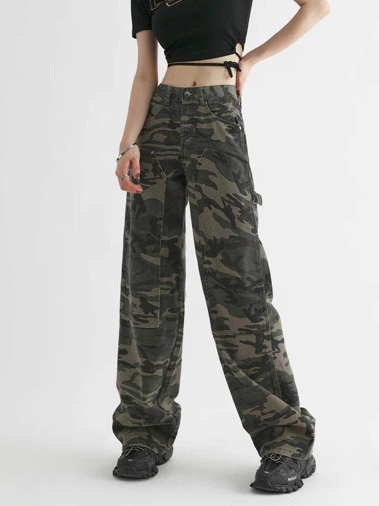 

Y2k Streetwear Hip-hop Straight Camouflage Baggy Jeans Women American High Street Wide Leg Denim Pants Women LooseJean Trouser