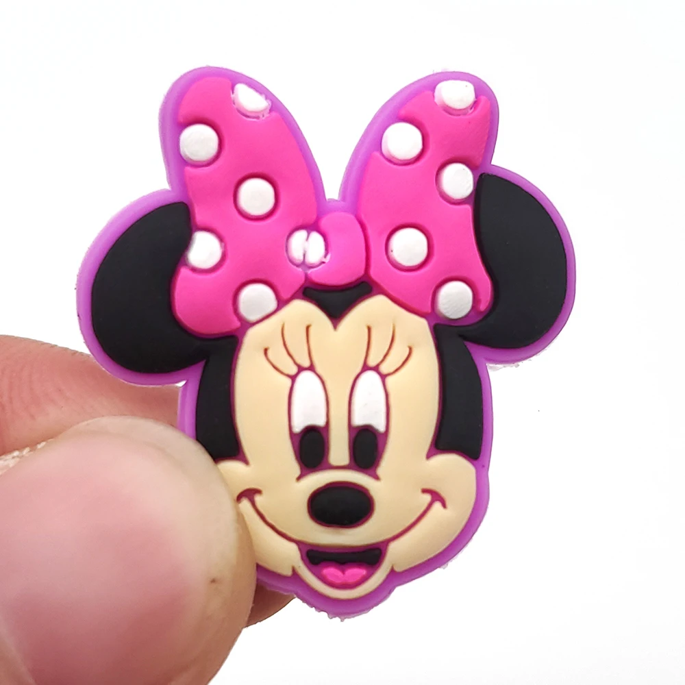 Disney jibz 1pcs Cute Mickey and Minne PVC croc shoes charms Cartoon Sandals Accessories for clogs pins Decorate girl kids gifts