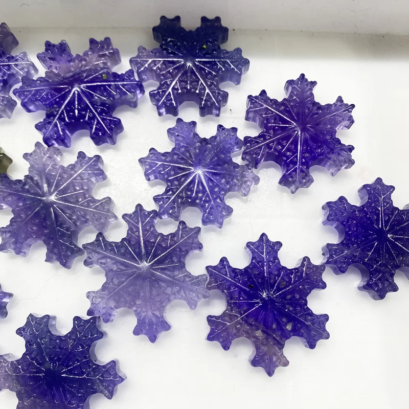 

Natural Fluorite Stone Snowflake Crystal Healing Carved Statue For Gift Healing Stone Room Home Office Decoration 1Pcs