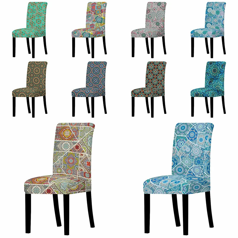

Boho Pattern Mandala Print Chair Cover Dustproof Anti-dirty Removable Office Chair Protector Case Chairs Living Room Bar Stool