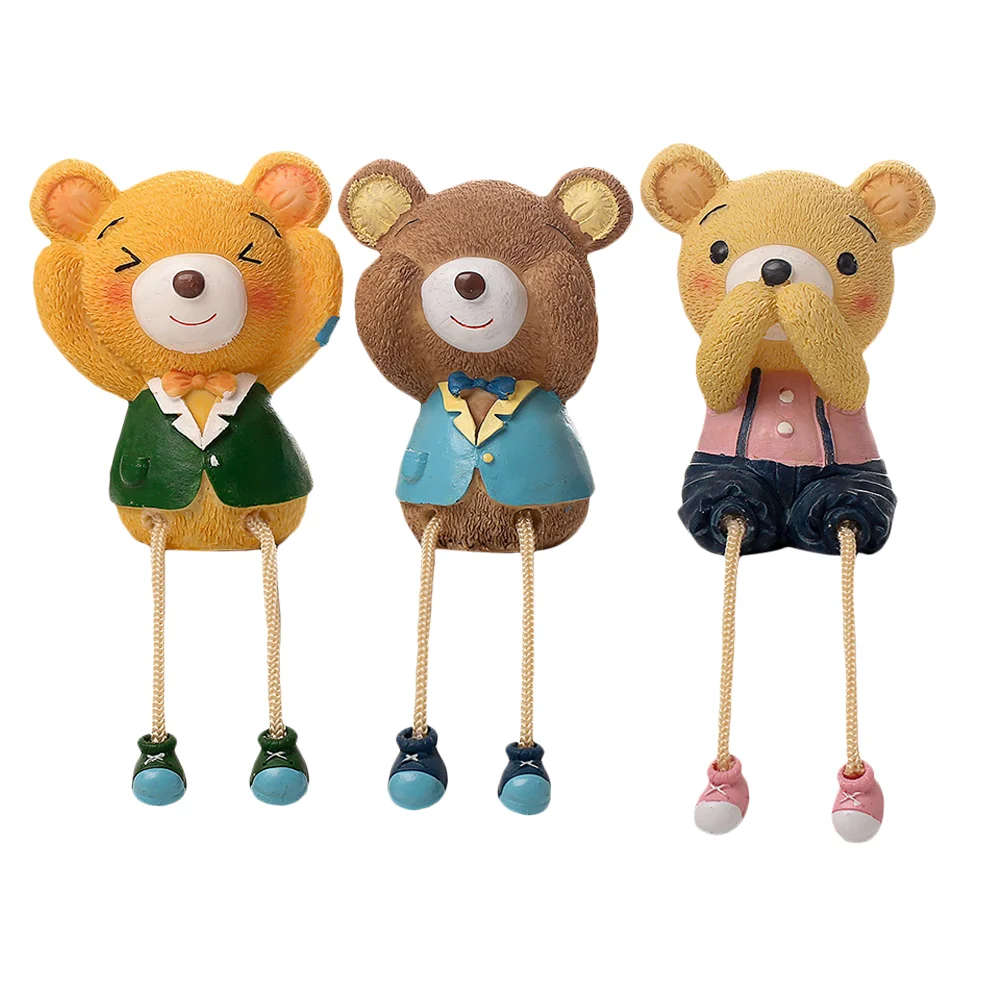 

3 шт. Кукла-медведь из смолы, изысканный уникальный прочный креативный мультяшный кукла из смолы, орнаменты из смолы