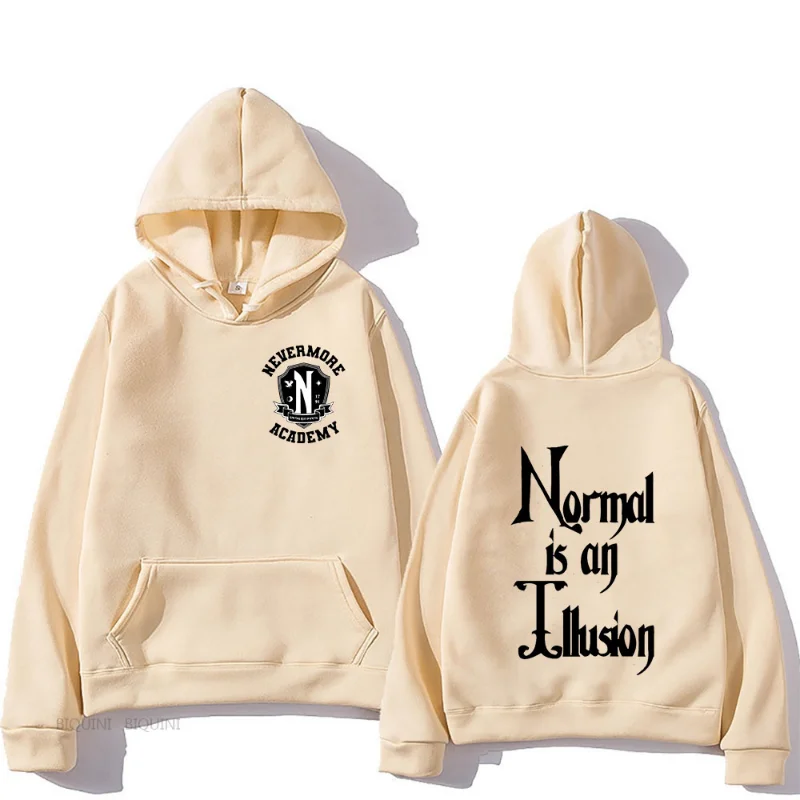 Normal Is An Illusion Wednesday Nevermore Academy Hoodies Nevermore Academy  Graphic Sweatshirts Double Sided Pullovers