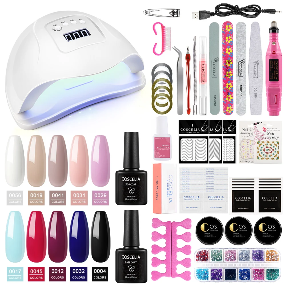 

Nail Gel Polish Kit UV LED Lamp Electric Nail Drill Machine Semi Permanent Gel Varnish Soak Off Lacquer Manicure Nail Art Tools