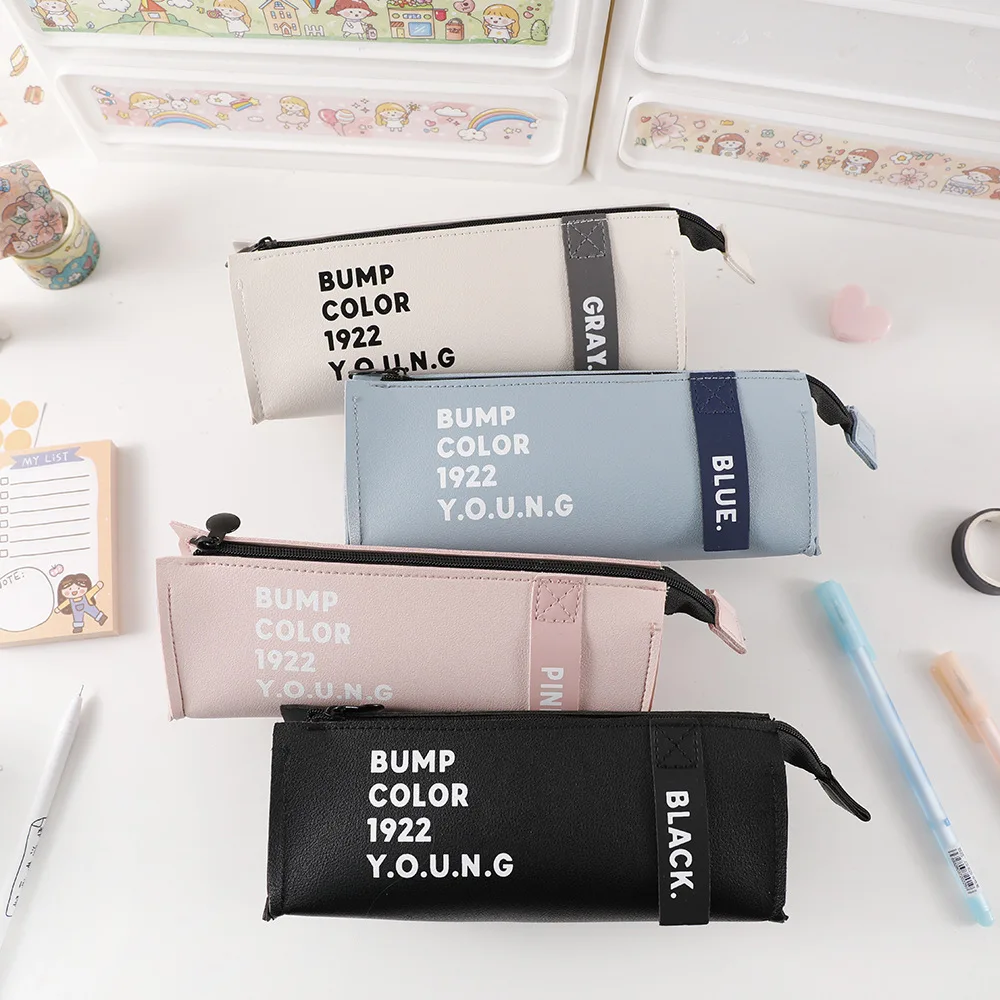 

PU Pencil Case Simple Large-capacity Pencil Bag Student Stationery Storage Bag Creative Korean Stationery Kawaii Pencil Cases