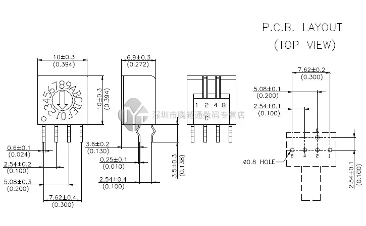5 шт./партия поворотный переключатель кодировщика с ручкой 16 бит 8421C