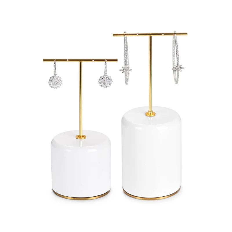 Light luxury metal resin earrings display stand Simple earrings earrings round base white earrings display stand