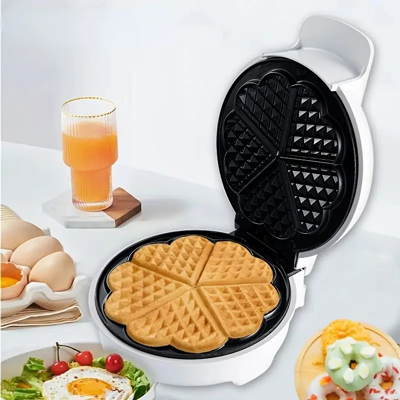 

Heart Waffle Maker Makes 5 Heart-Shaped Waffles Non-Stick Baker For Easy Cleanup Electric Waffler Griddle Iron With Adjustable B