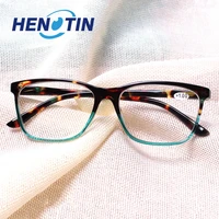 henotin fashion rectangular frame reading glasses spring hinge men and women hd reader