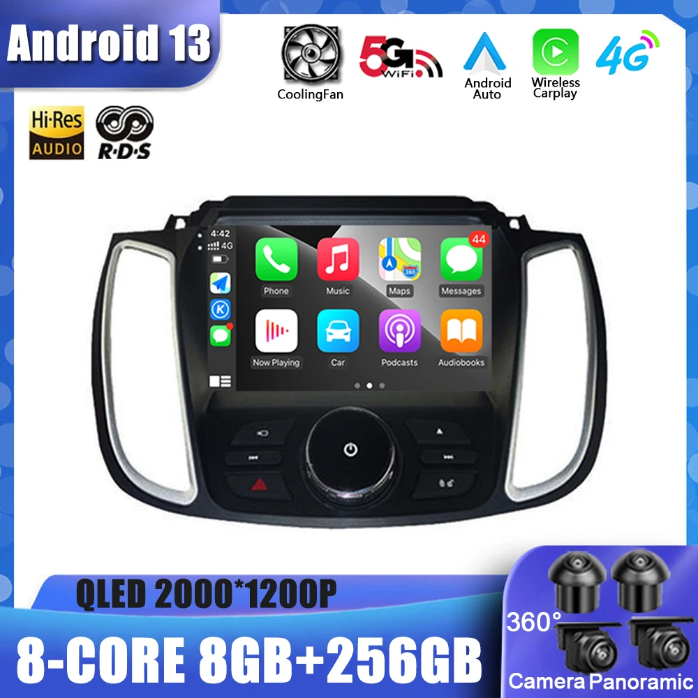 

QLED Screen Android 13 For Ford Kuga 2 Escape 3 2012 - 2019 Car Radio Multimedia Player Navigation GPS Intelligent System