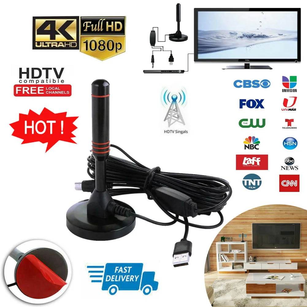 Antenna 4k Indoor Amplified High Gain Tv Antenna Ultra With Amplifier Vhf/uhf Quick Response Outdoor Aerial Set