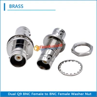 high quality dual q9 bnc female washer nut to bnc female o ring bulkhead panel mount nickel rf connector coaxial adapters brass
