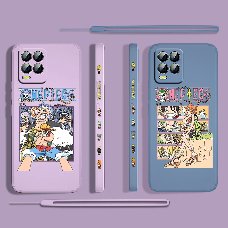 

ONE PIECE Japanese Cartoon For OPPO Realme 50i 50A 9i 8 Pro Find X3 Lite GT Master A9 2020 Liquid Left Rope Phone Case Cover