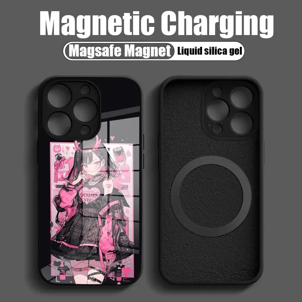 Чехол для телефона BlackPinkGirl Y2K закаленное стекло IPhone 14 15 12 Pro Plus 13 11 MAX магнитные
