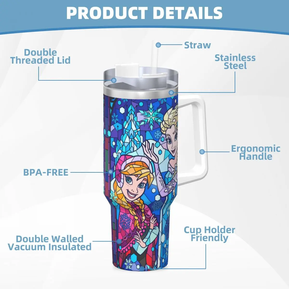 Белоснежная принцесса стакан из нержавеющей стали дорожные автомобильные